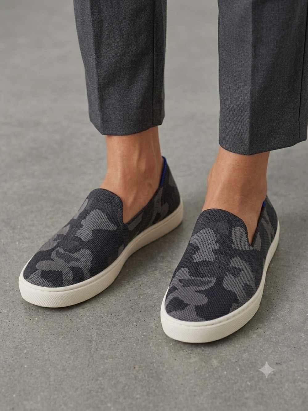 Rothy's Black & Gray The Original Camouflage Slip-On Loafers